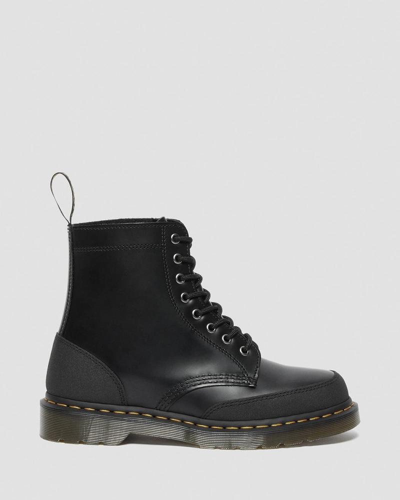 Black Women's Dr Martens 1460 Guard Panel Leather Lace Up Boots | CA 164TCE